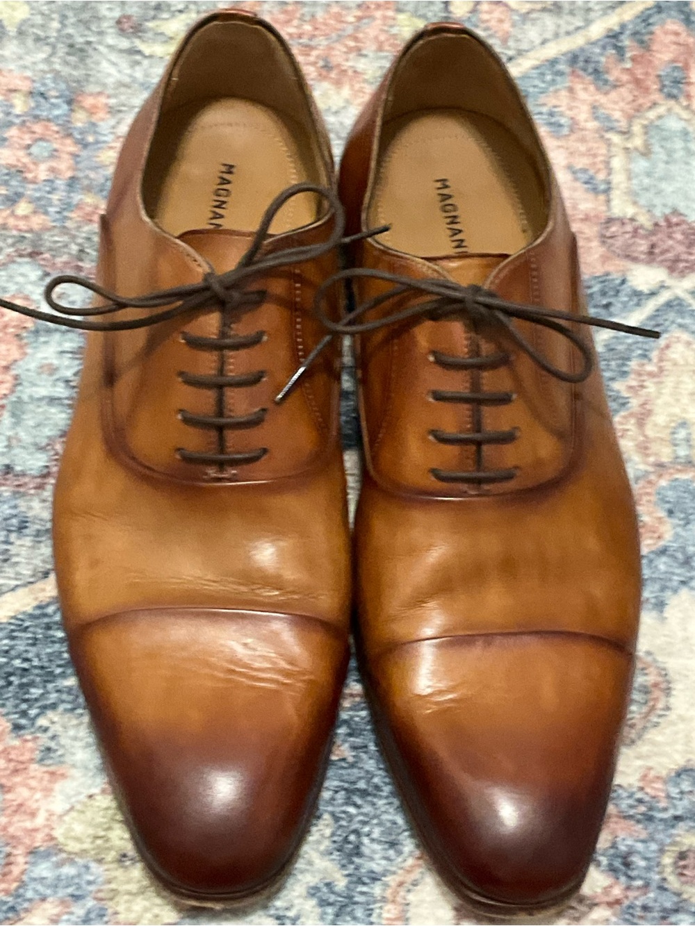 Magnanni Burnished Tan Leather Cap-Toe Oxfords